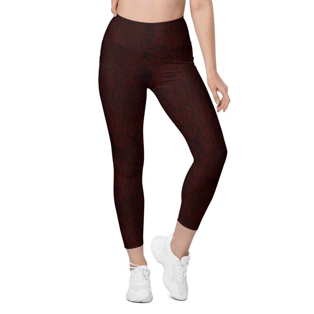 Side Pocket Leggings-Red Snake