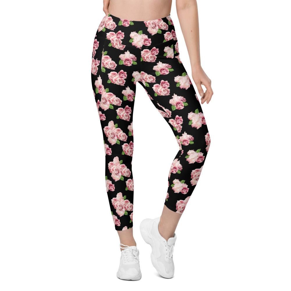 Side-pocket Leggings-Spring Rose