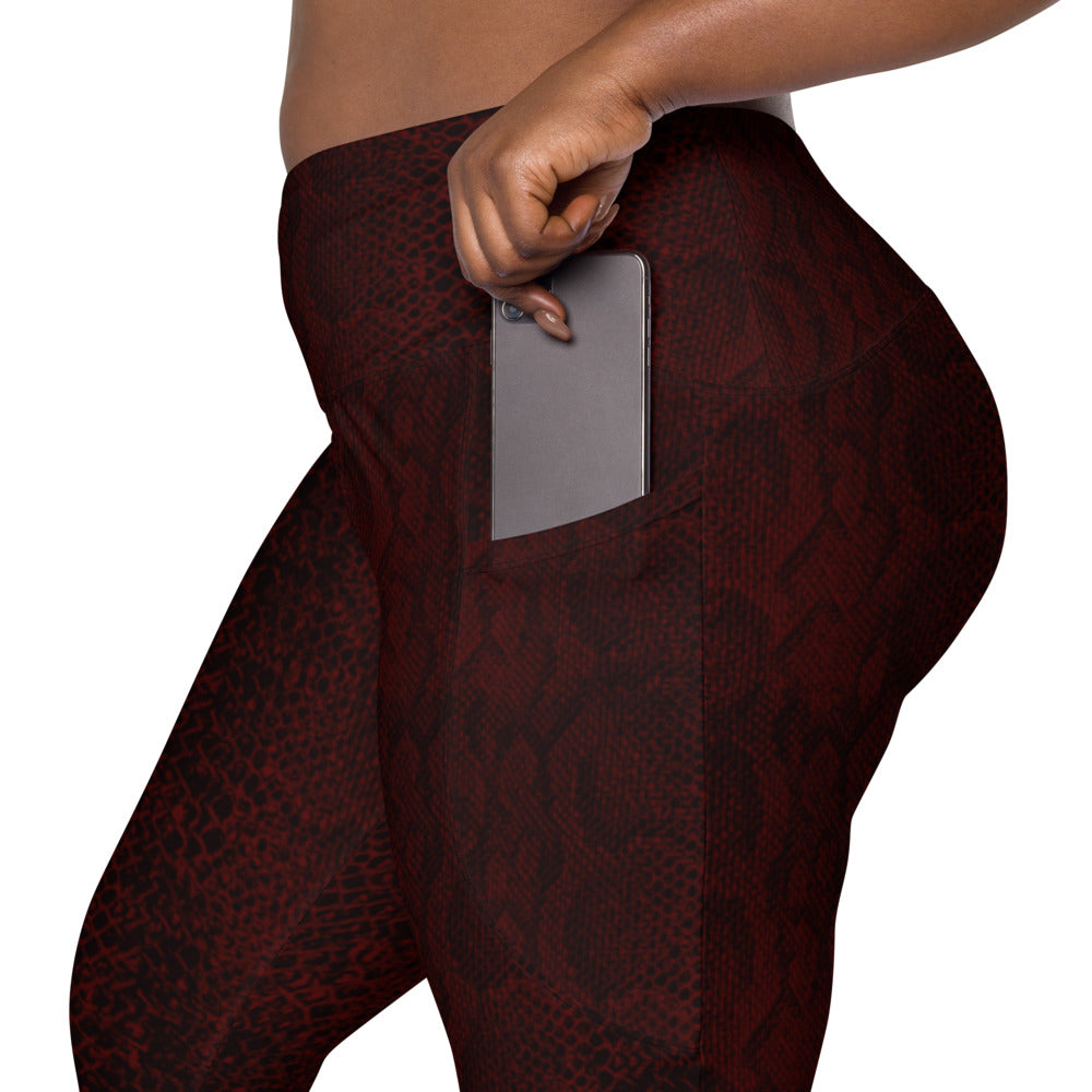 Side Pocket Leggings-Red Snake