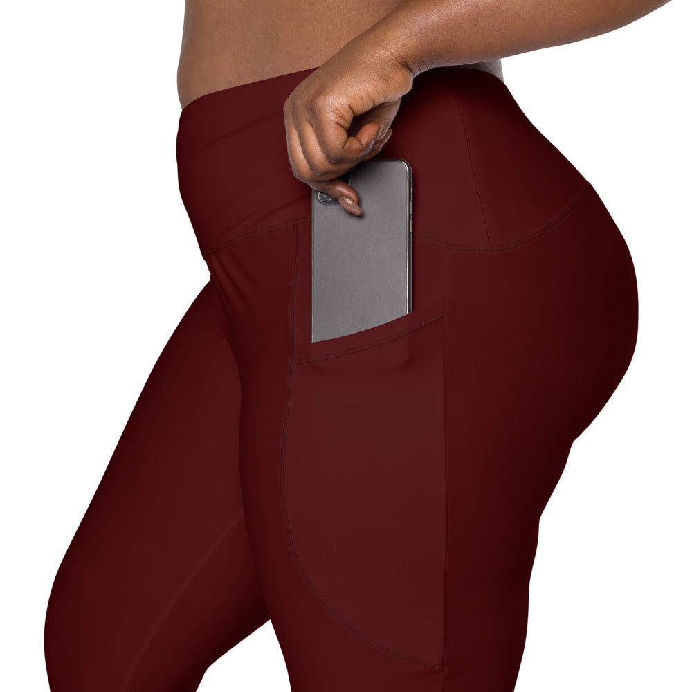 Side Pocket Leggings-Dark Red