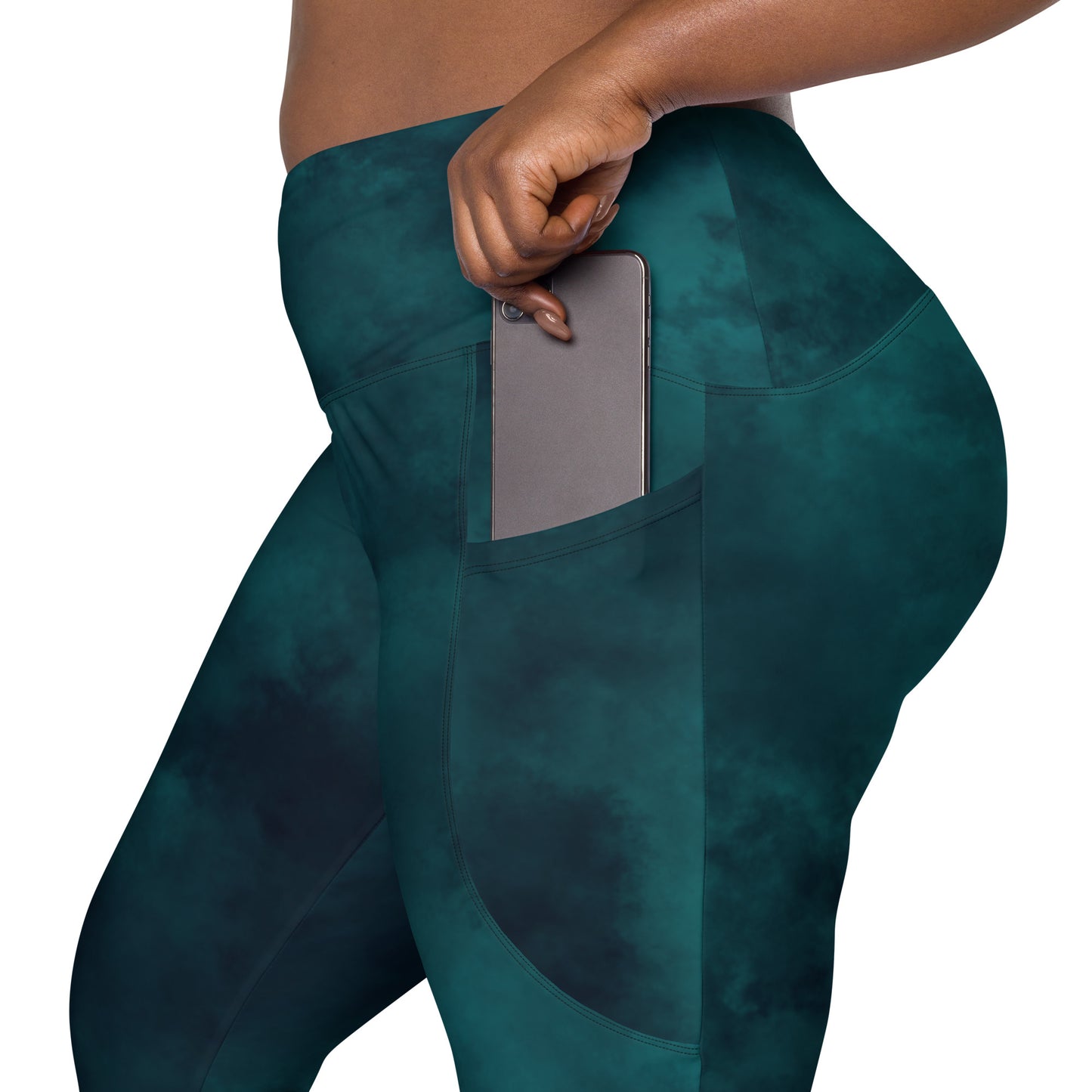 Side pocket leggings-Emerald Tie-Dye