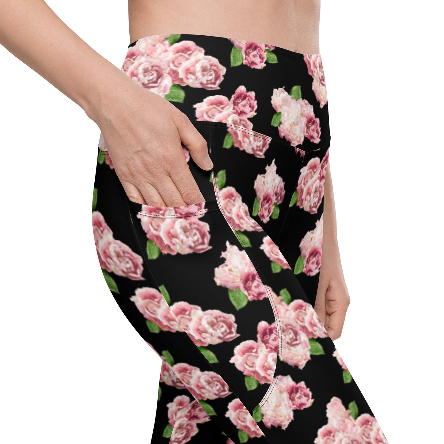 Side-pocket Leggings-Spring Rose