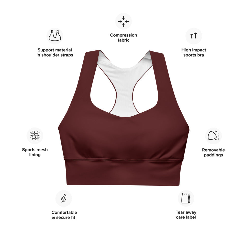 Longline sports bra-Maroon