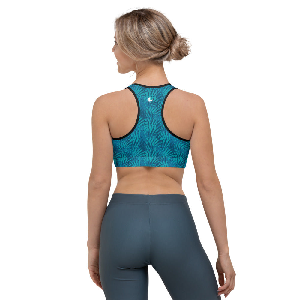 Ladies Sports bra-Blue Palm