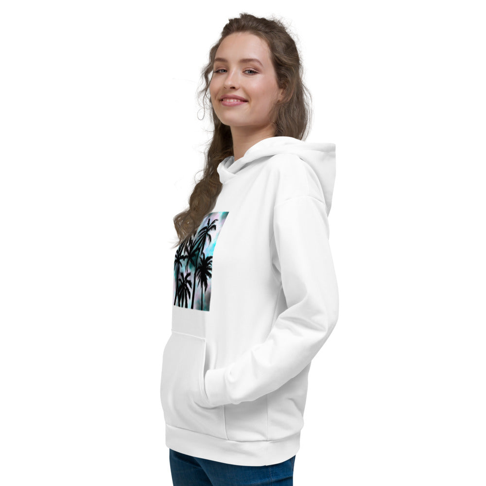 Ladies Hoodie with Fleece Interior-Tie Dye Palm
