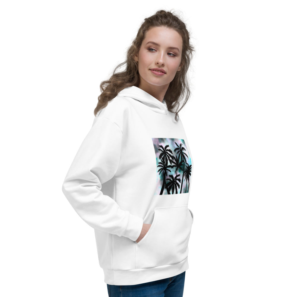 Ladies Hoodie with Fleece Interior-Tie Dye Palm