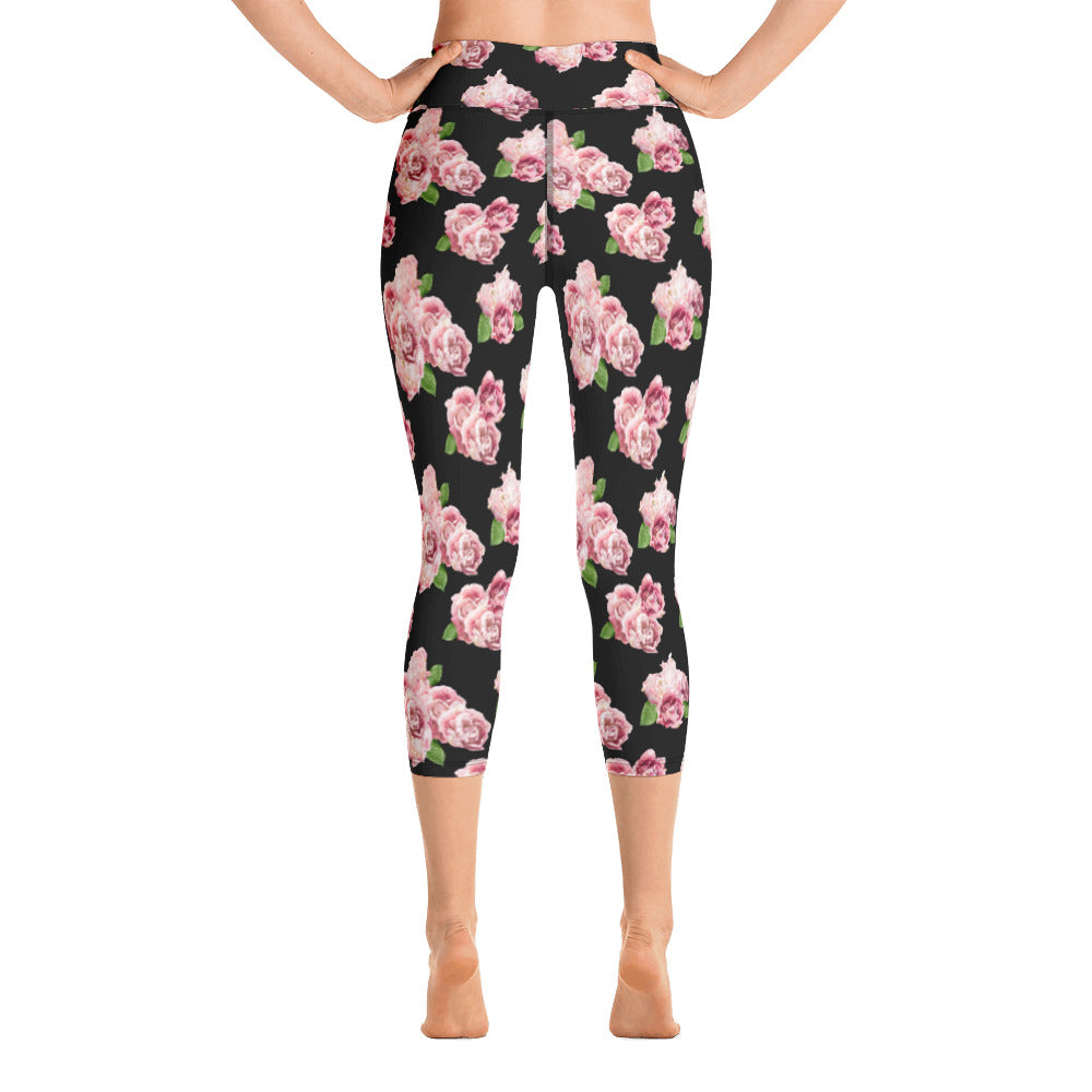 Yoga Capri Leggings-Spring Roses