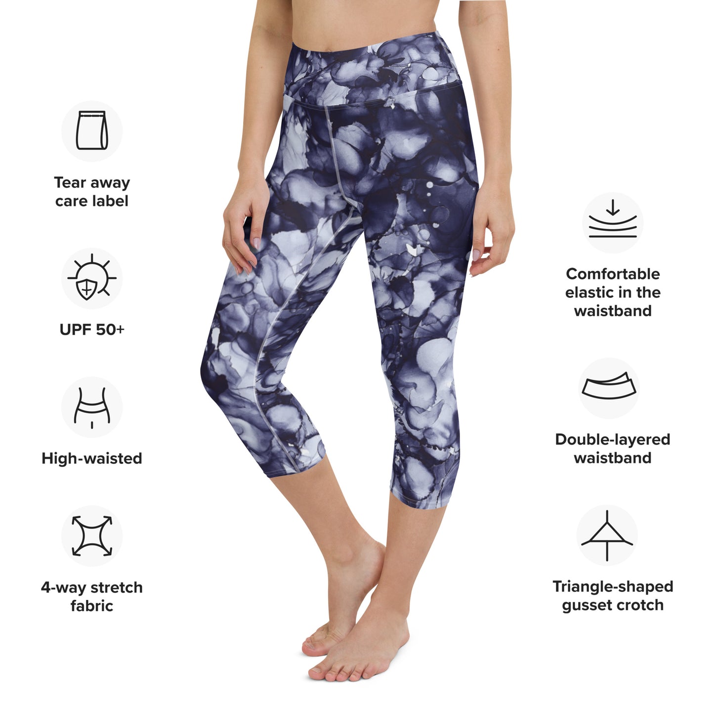 Ladies Capri Leggings-Blue Ink