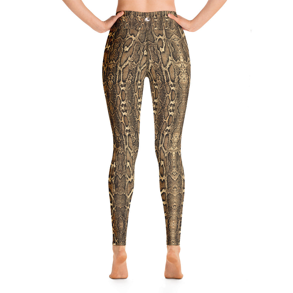 High Waist Long Yoga Leggings-Python