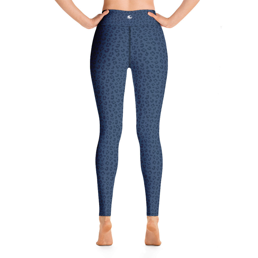 Hi Waist Yoga Leggings-Blue Cheetah