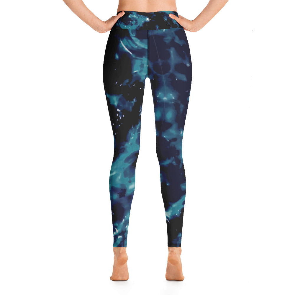 High waist Yoga Leggings-Tie-dye Teal