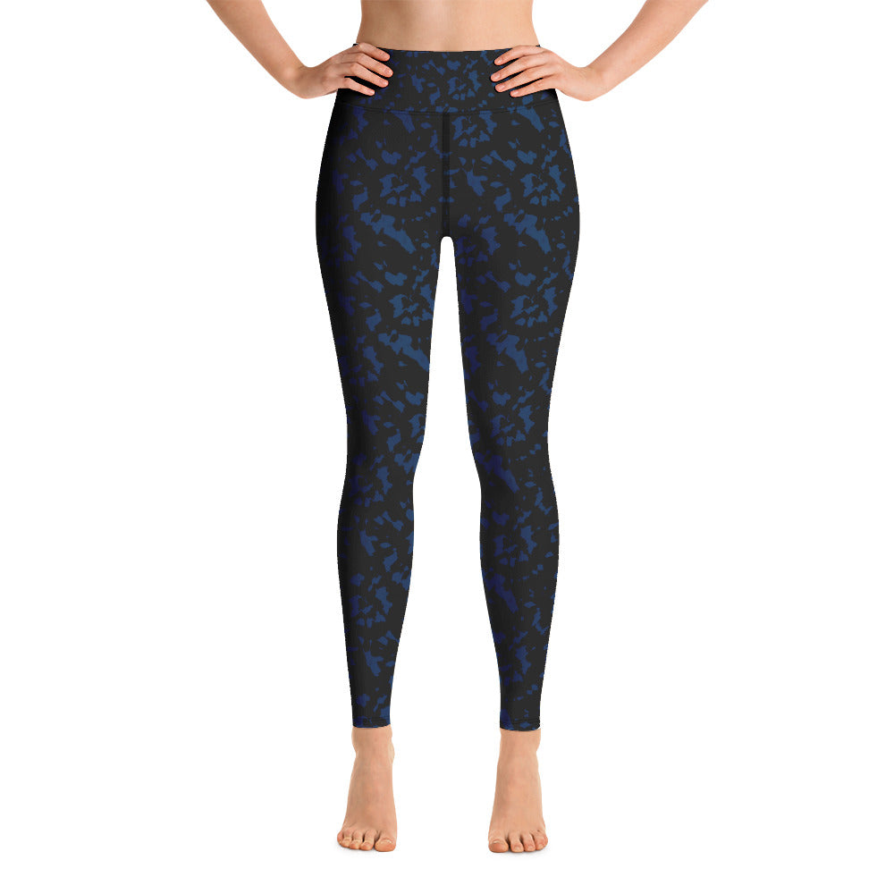 High Waist Yoga leggings-Blue Swirl