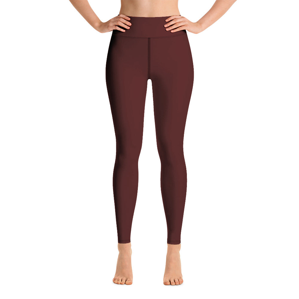 Hi Waist Yoga Leggings-Maroon