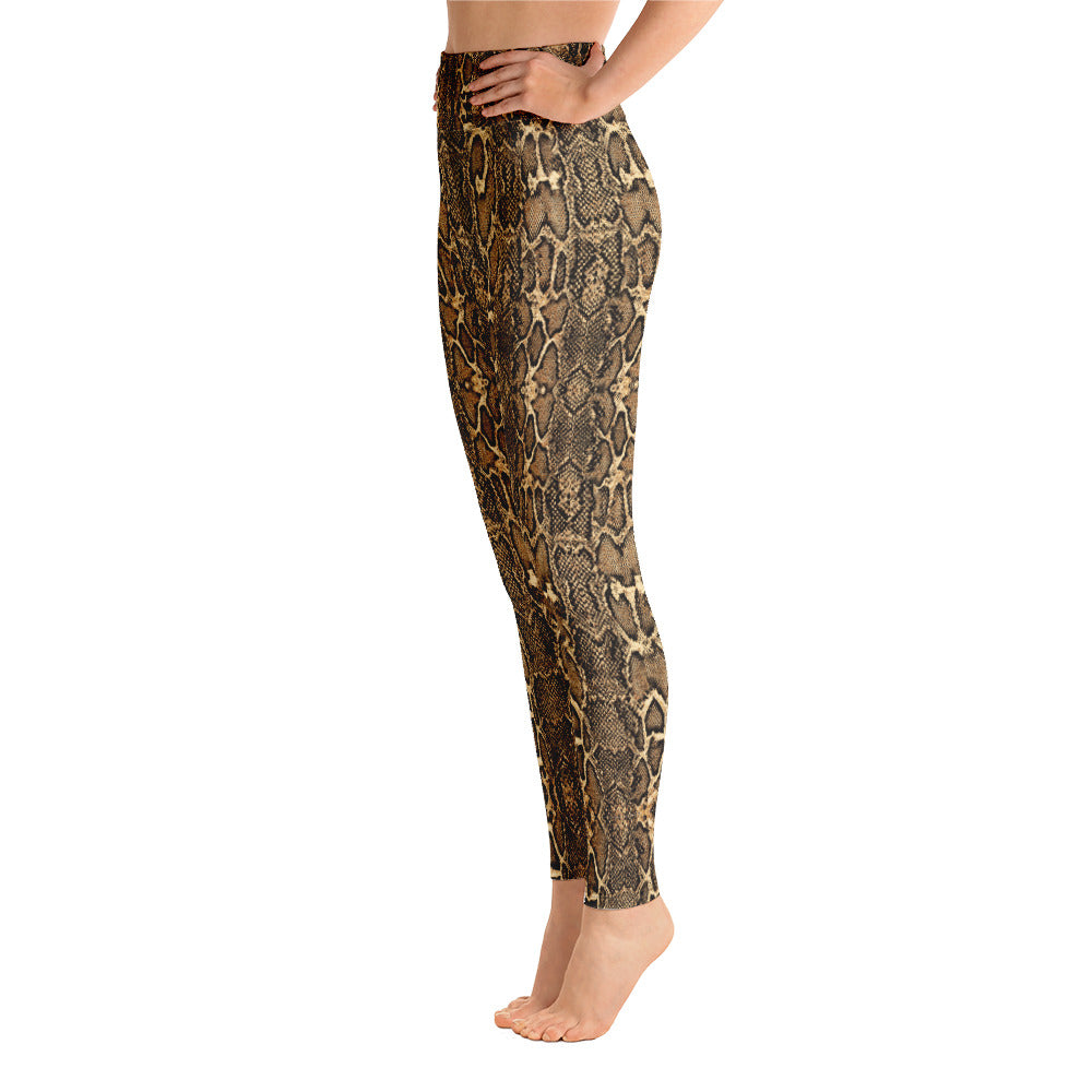 High Waist Long Yoga Leggings-Python