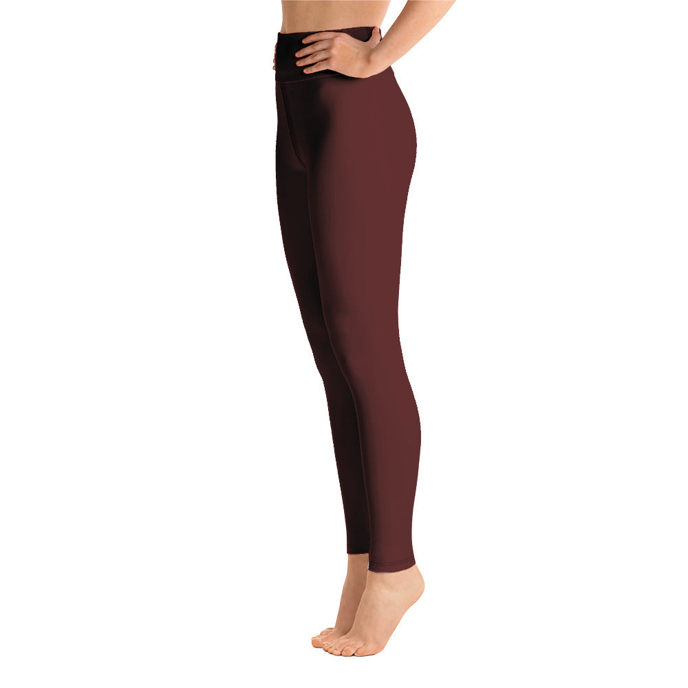 Hi Waist Yoga Leggings-Maroon