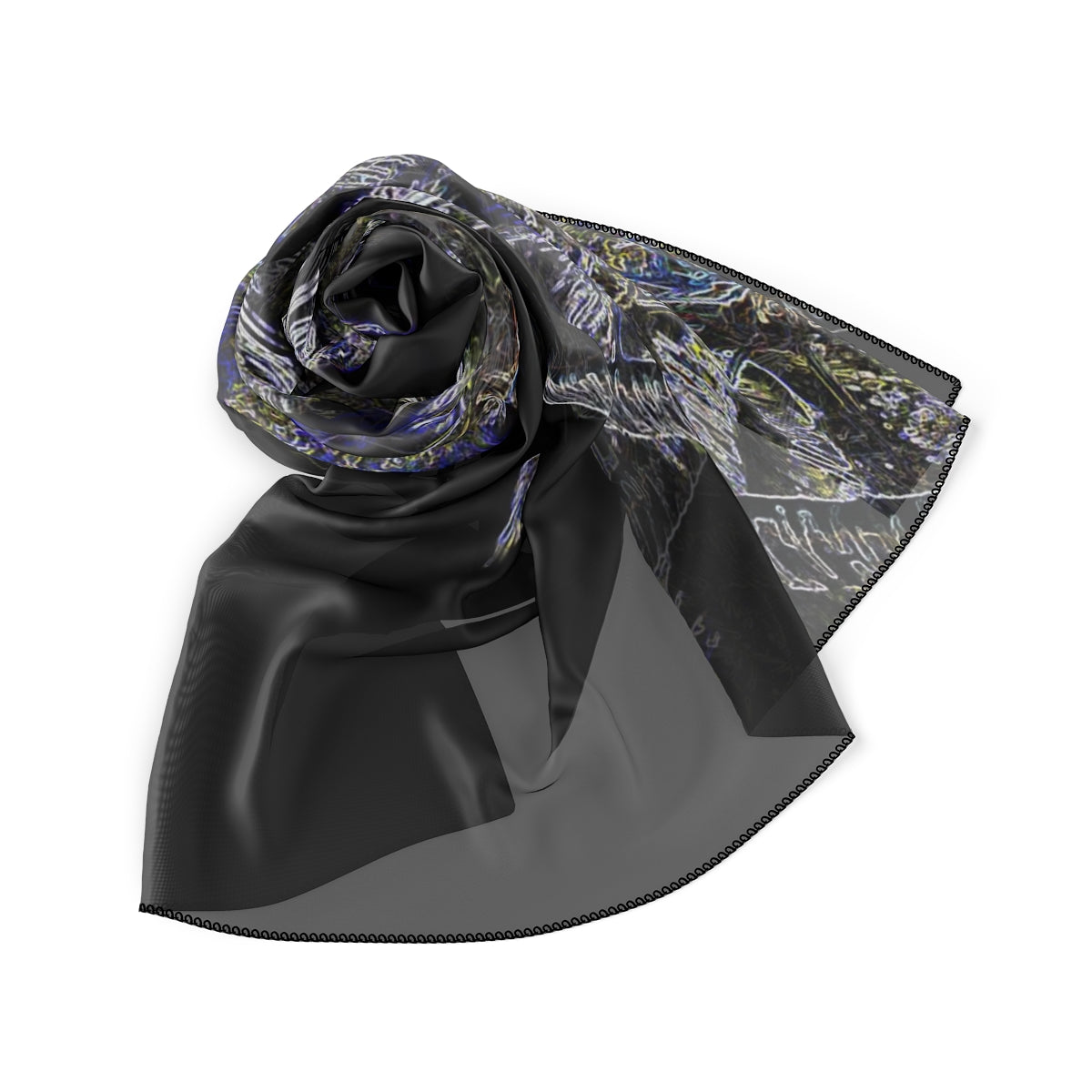 Poly Scarf-Black Palm