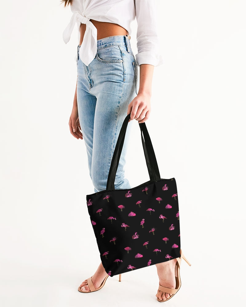 Canvas Zip Tote- Flamingos