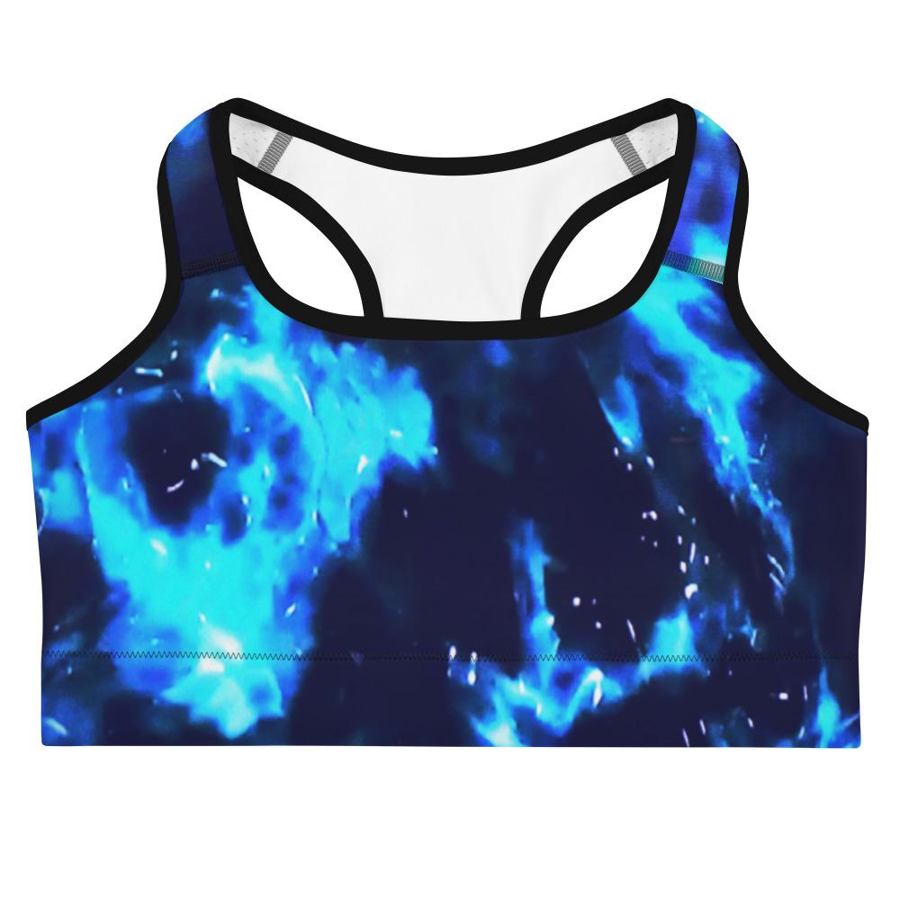 Ladies Hi-Support Sports bra-Blue Cenote-TaraHuntDesigns