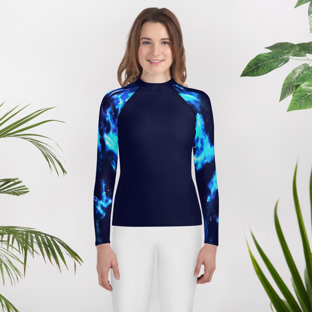 Blue Cenote Unisex UPF 38-40 Surf Rash Guard (Sizes 8-20)-TaraHuntDesigns
