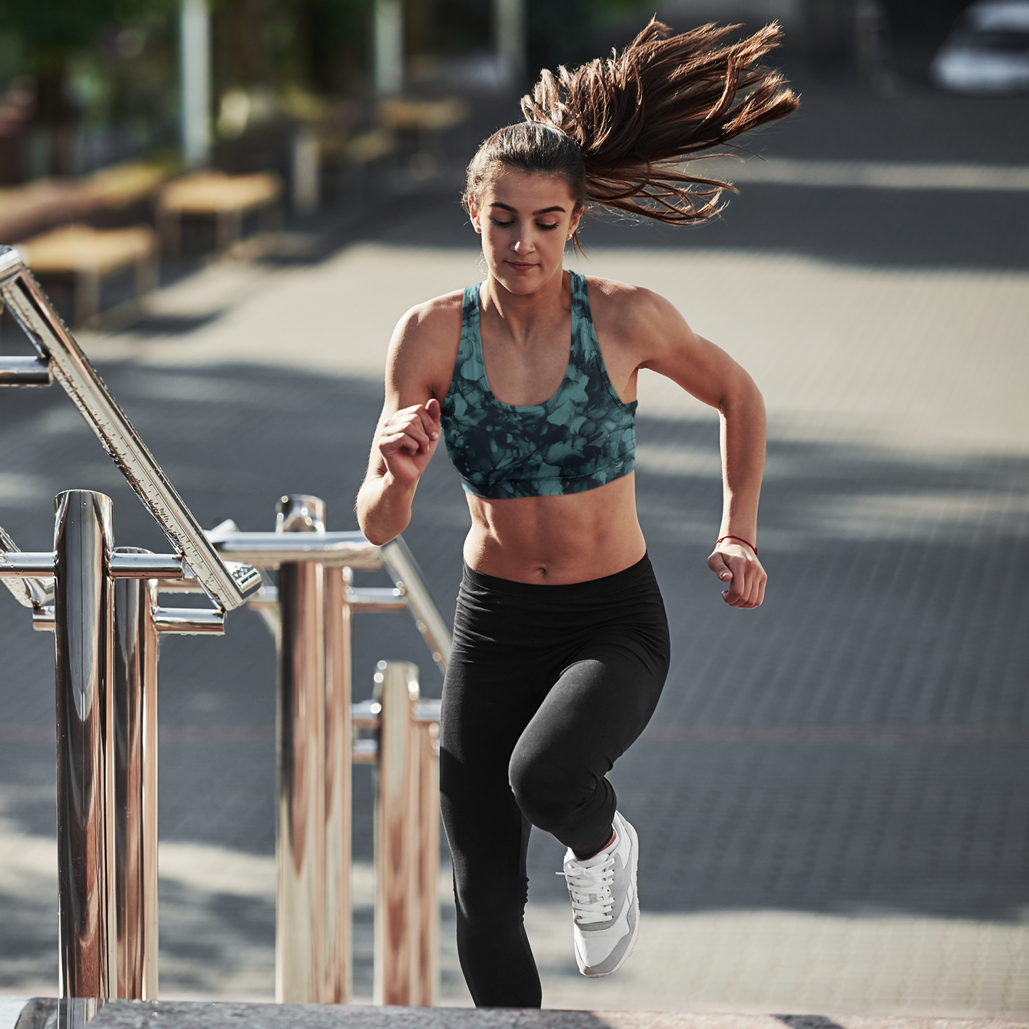 Longline sports bra-Teal Ink