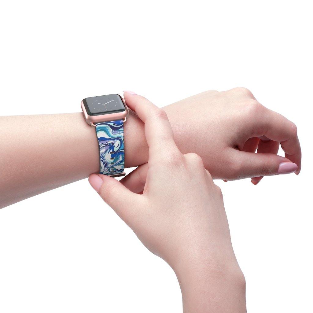 Acrylic Pour Blue Watch Band-Accessories-TaraHuntDesigns