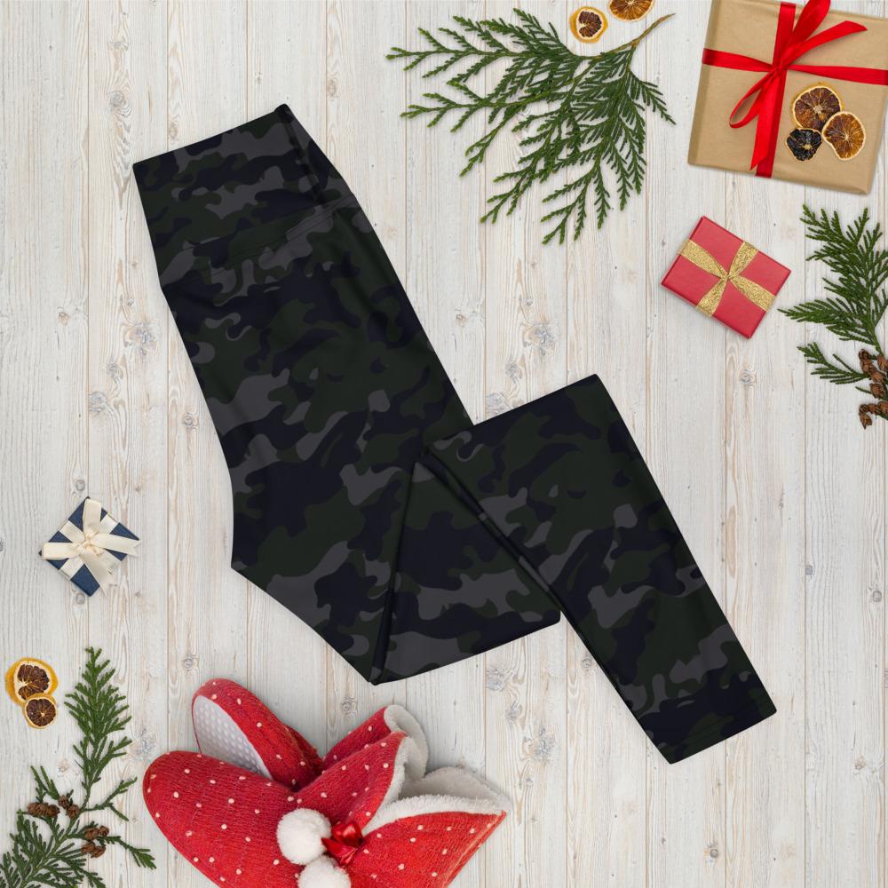 Camo Olive, Navy and Grey long 4 Way Stretch leggings-Leggings-TaraHuntDesigns