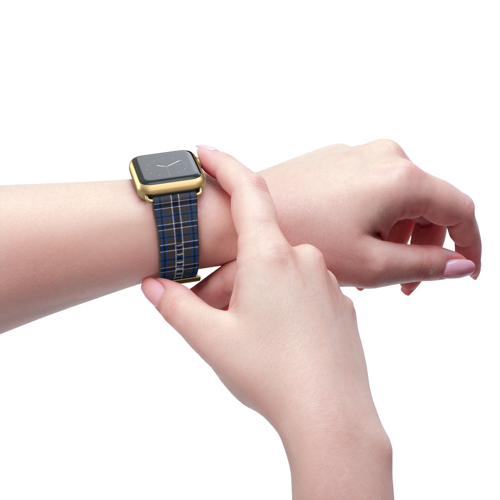 Grey Blue Tartan plaid Apple Watch Band-Accessories-TaraHuntDesigns