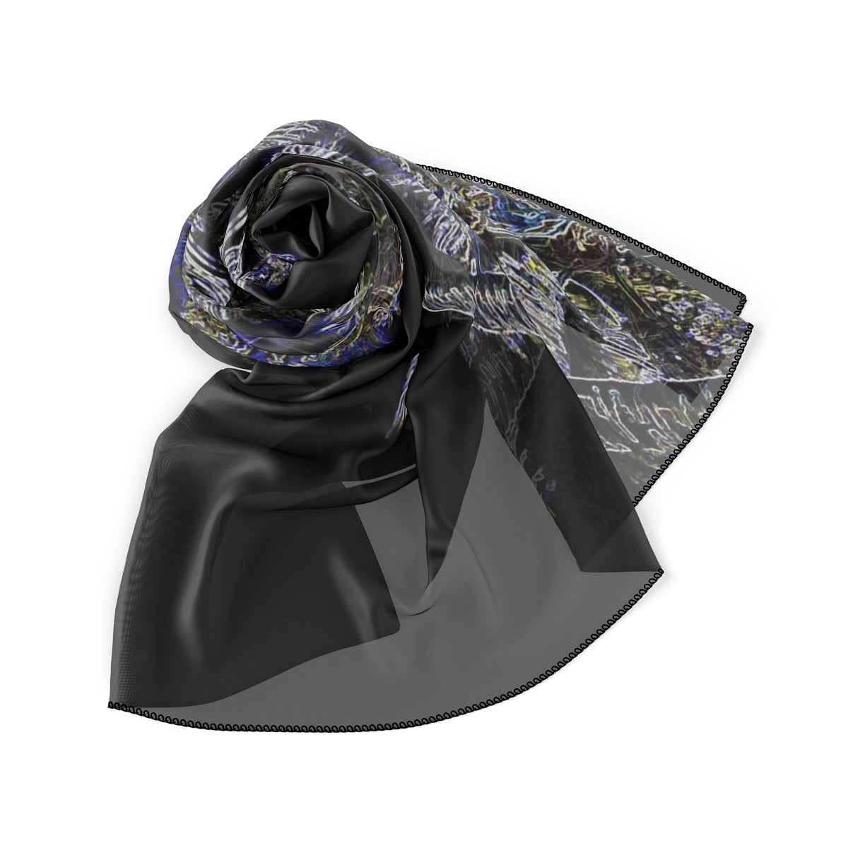 Poly Scarf-Black Palm