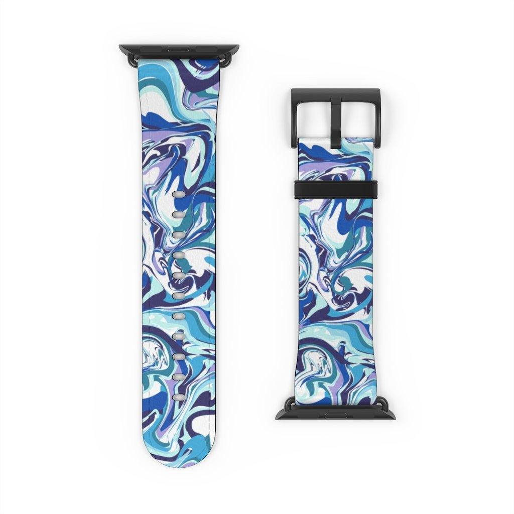Acrylic Pour Blue Watch Band-Accessories-TaraHuntDesigns