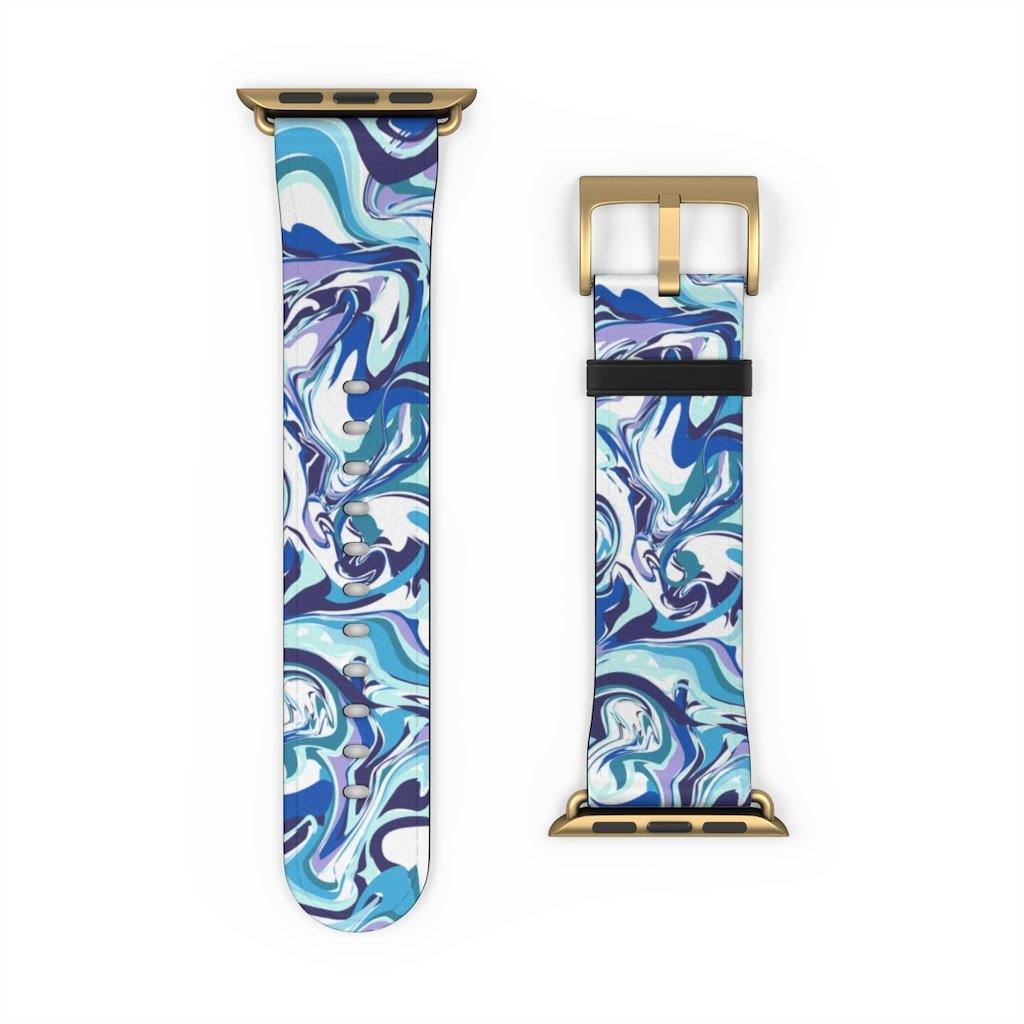 Acrylic Pour Blue Watch Band-Accessories-TaraHuntDesigns