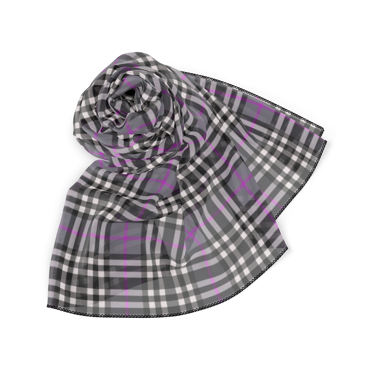 Poly Scarf-Grey plaid