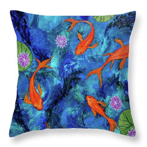 Dancing Koi - Throw Pillow