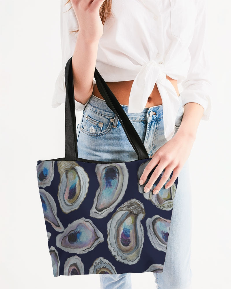 Oysters Navy Canvas Zip Tote