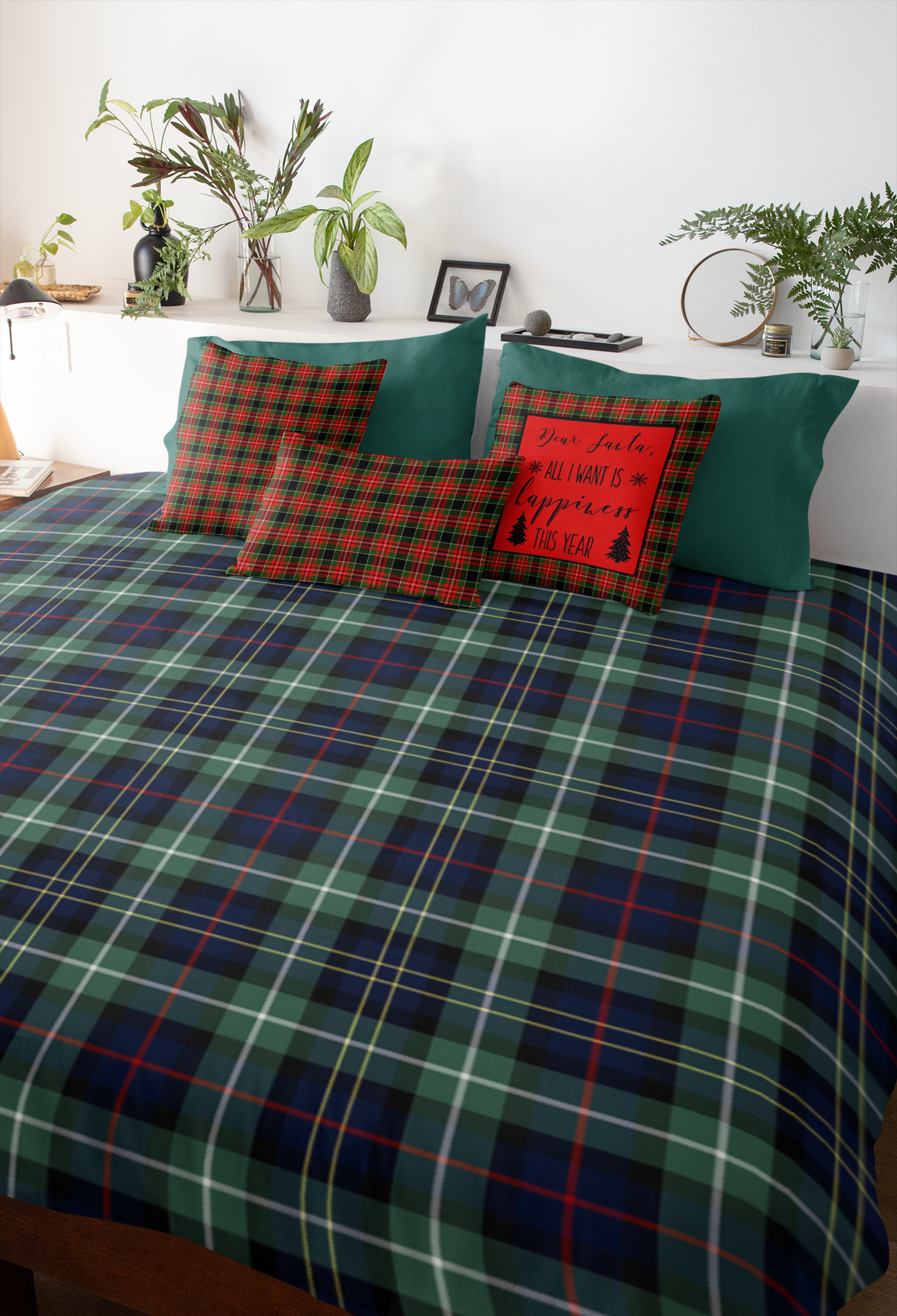 Green Tartan Plaid Microfiber comforter-comforter-TaraHuntDesigns