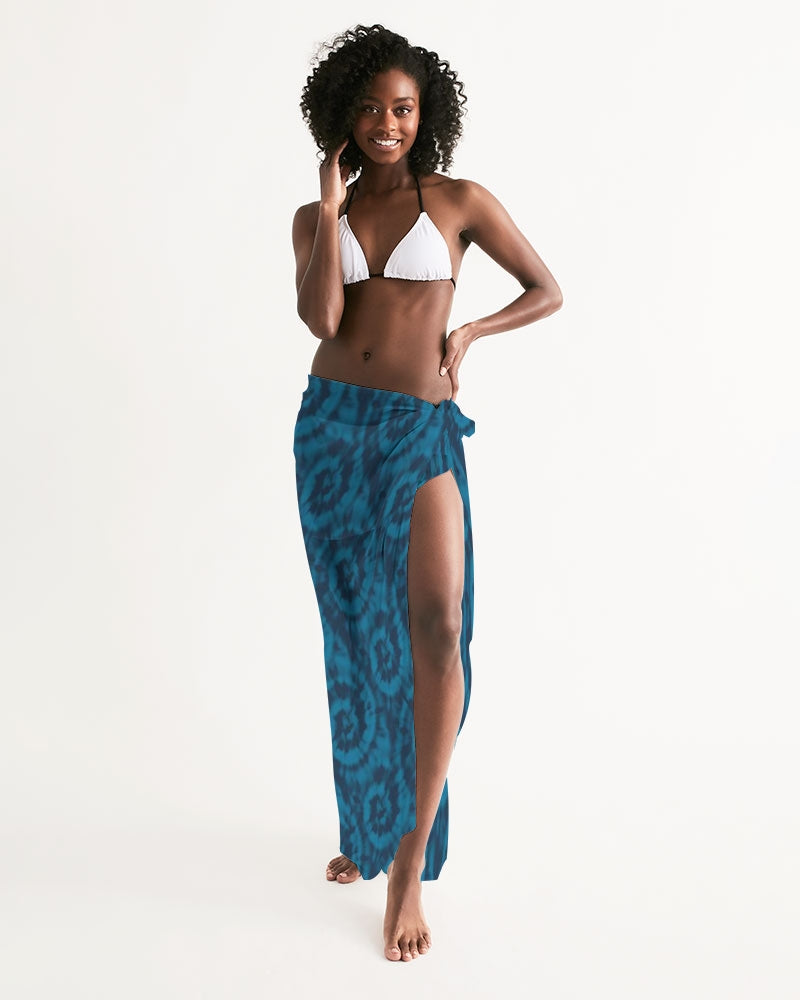 Tie-Dye Swim Cover Up-Teal Blue