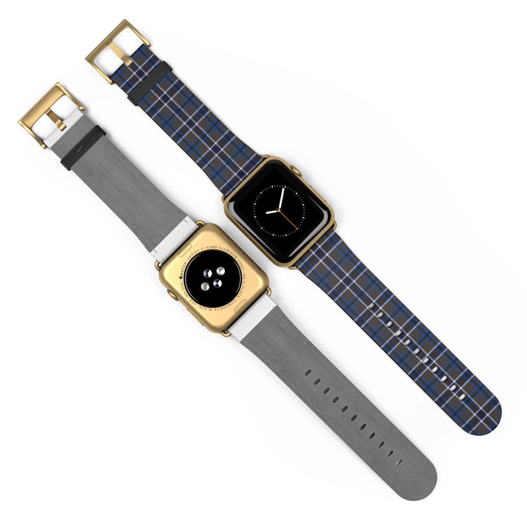 Grey Blue Tartan plaid Apple Watch Band-Accessories-TaraHuntDesigns