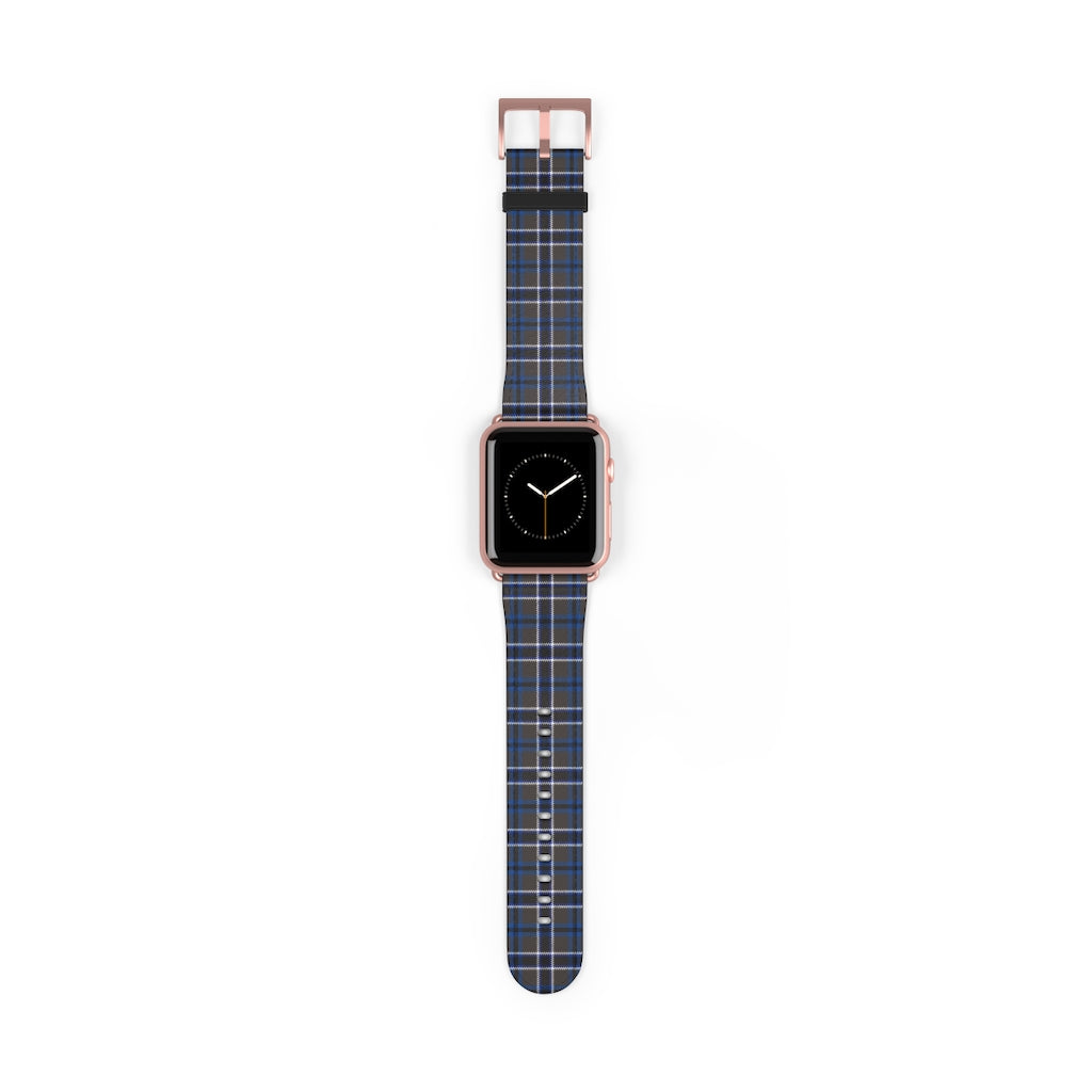 Grey Blue Tartan plaid Apple Watch Band-Accessories-TaraHuntDesigns