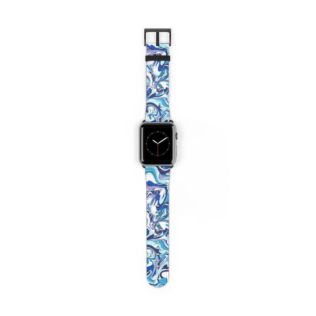 Acrylic Pour Blue Watch Band-Accessories-TaraHuntDesigns