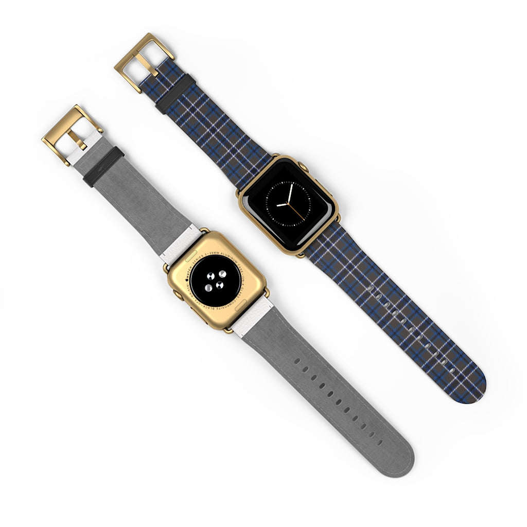 Grey Blue Tartan plaid Apple Watch Band-Accessories-TaraHuntDesigns