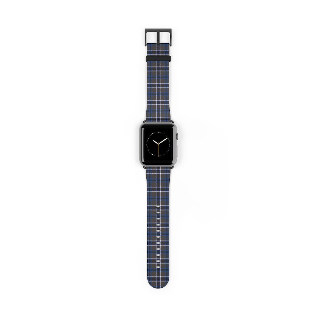 Grey Blue Tartan plaid Apple Watch Band TaraHuntDesigns