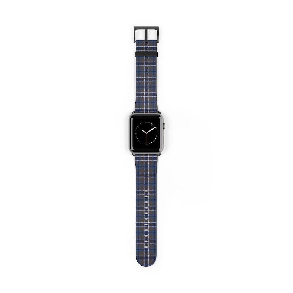 Grey Blue Tartan plaid Apple Watch Band-Accessories-TaraHuntDesigns