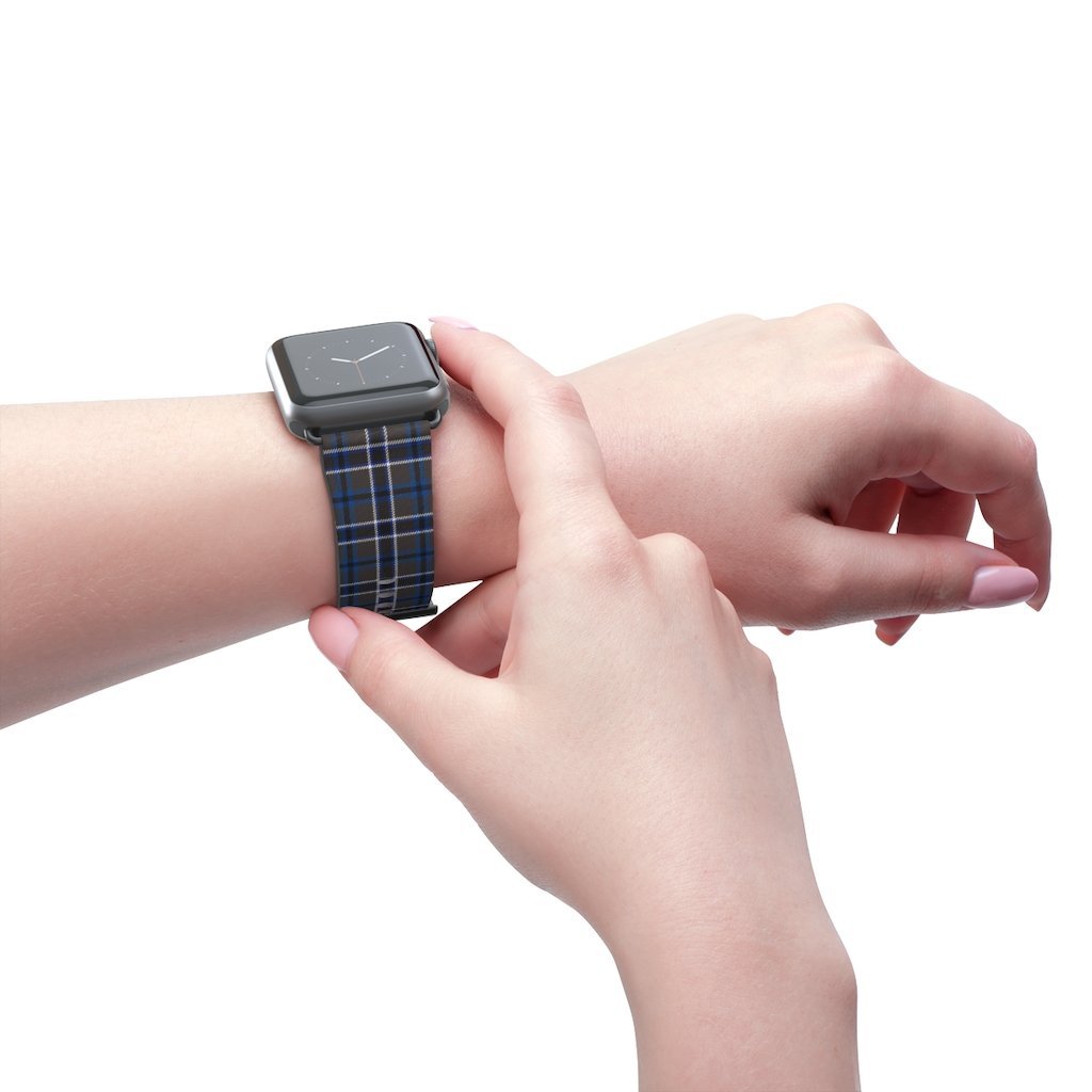Grey Blue Tartan plaid Apple Watch Band-Accessories-TaraHuntDesigns