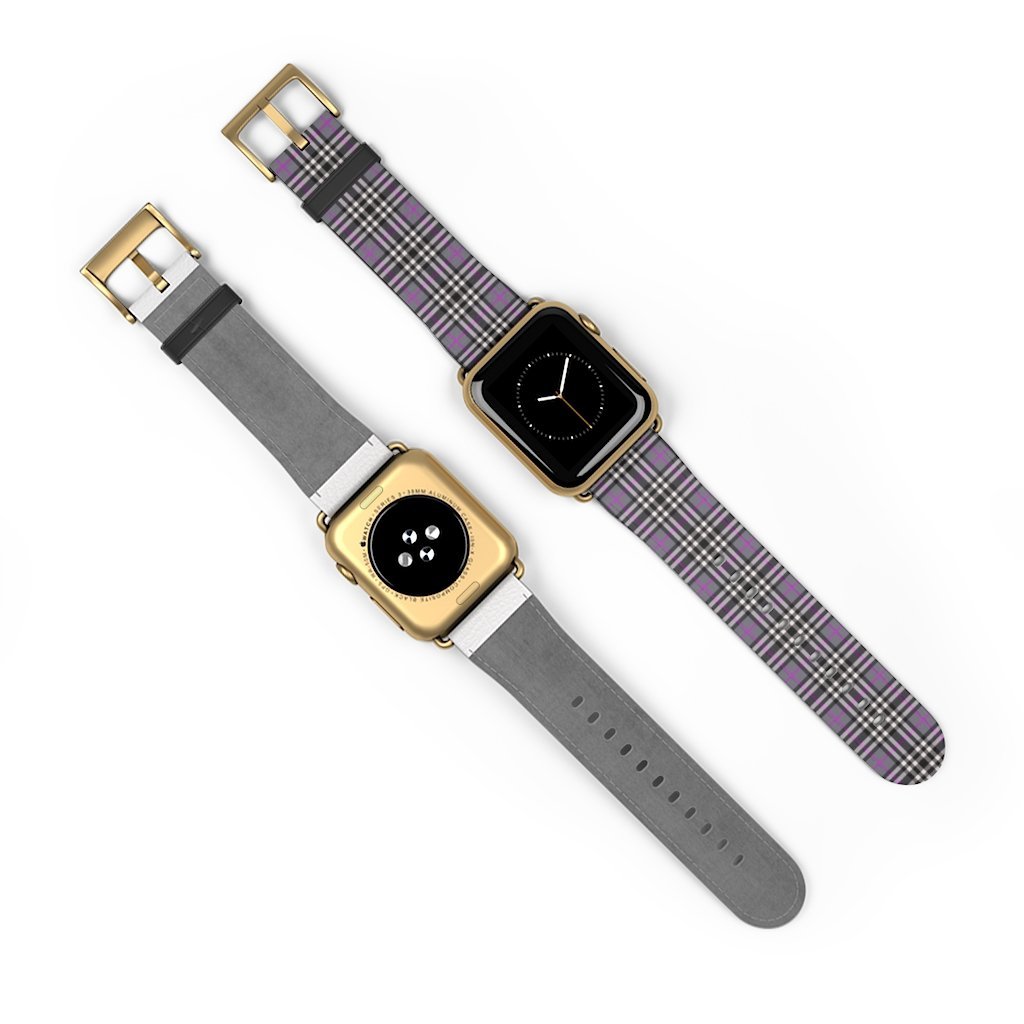 Grey & Pink Tartan plaid Apple Watch Band-Accessories-TaraHuntDesigns