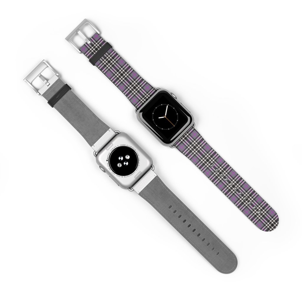Grey & Pink Tartan plaid Apple Watch Band-Accessories-TaraHuntDesigns