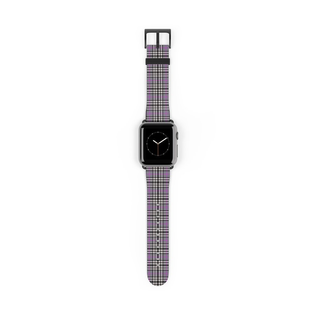 Grey & Pink Tartan plaid Apple Watch Band-Accessories-TaraHuntDesigns