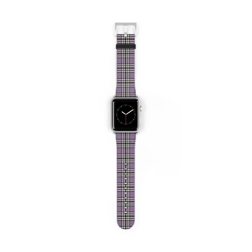 Grey & Pink Tartan plaid Apple Watch Band-Accessories-TaraHuntDesigns