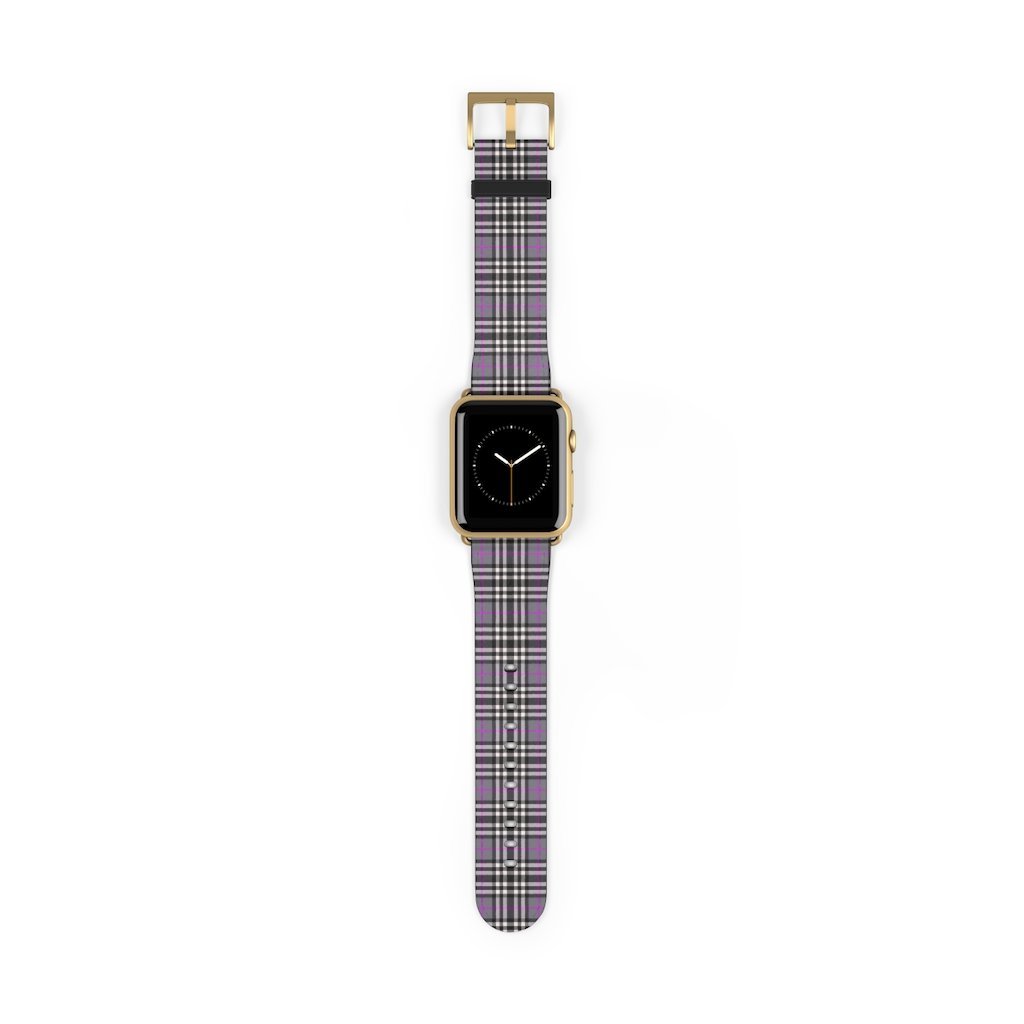 Grey & Pink Tartan plaid Apple Watch Band-Accessories-TaraHuntDesigns