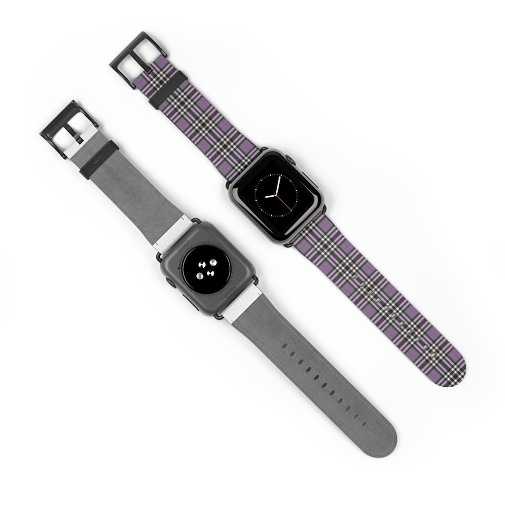 Grey & Pink Tartan plaid Apple Watch Band-Accessories-TaraHuntDesigns