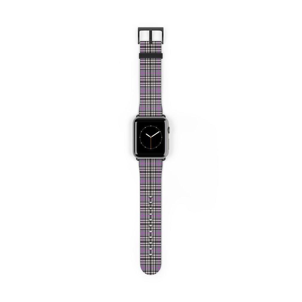 Grey & Pink Tartan plaid Apple Watch Band-Accessories-TaraHuntDesigns