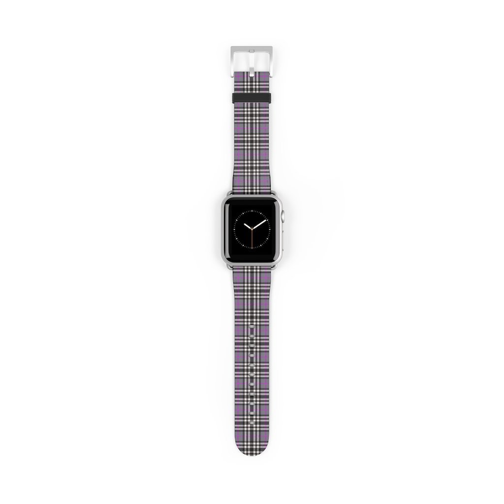 Grey & Pink Tartan plaid Apple Watch Band-Accessories-TaraHuntDesigns